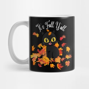 It's fall y'all Black Cats Halloween Thanksgiving and Fall Color Lovers Mug